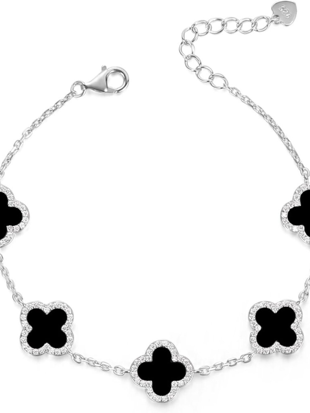 925 Sterling Silver Clover Bracelet Collection,Adjustable Four Leaf Clover Charm